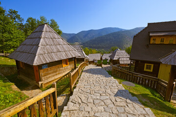 Traditional village Drvengrad Mecavnik - Serbia - 469250987
