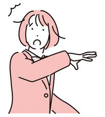 シンプル　イラスト　アクシデントに驚く制服の女子学生