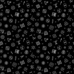 Science and STEM Education vector dark seamless pattern