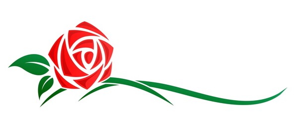 A symbol of a stylized garden rose.