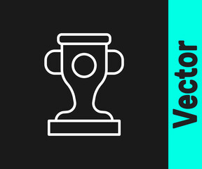 White line Award cup icon isolated on black background. Winner trophy symbol. Championship or competition trophy. Sports achievement sign. Vector