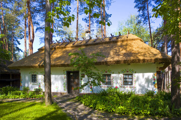 Traditional ukrainian house in village Buzova, Kyiv Oblast, Ukraine