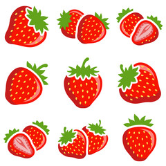Strawberry icon collection - vector illustration