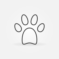 Cat or Dog Paw Print linear vector concept icon or logo