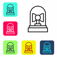 Black line Flasher siren icon isolated on white background. Emergency flashing siren. Set icons in color square buttons. Vector