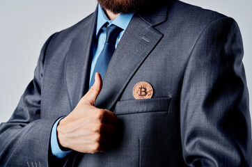 emotional man internet technology commerce bitcoin mining isolated background