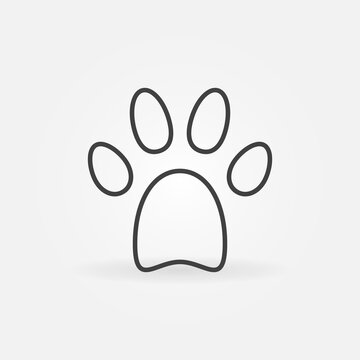 Cat or Dog Paw Print linear vector concept icon or logo