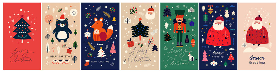 Big Christmas collection in Scandinavian style with traditional Christmas and New Year elements. Instagram templates for stories