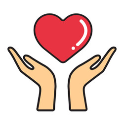 hands holding heart icon. simple outline hands holding heart vector