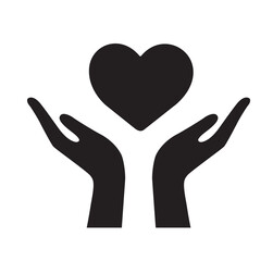 hands holding heart icon. simple outline hands holding heart vector