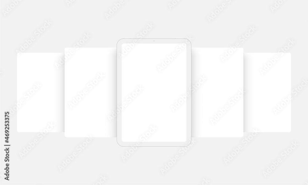 Wall mural clay tablet computer mock up with blank web pages, front view. vector illustration