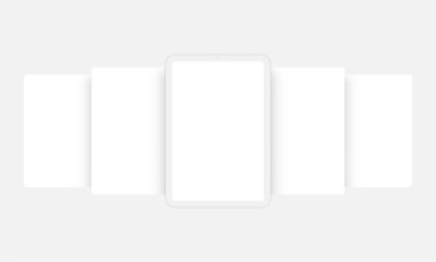 Clay Tablet Computer Mock up with Blank Web Pages, Front View. Vector Illustration