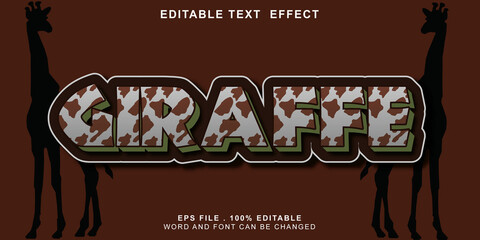 text effect editable giraffe