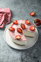 Traditional homemade strawberry lime cheesecake