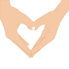 Fototapeta premium Women hands with sign of love. Vector illustration.