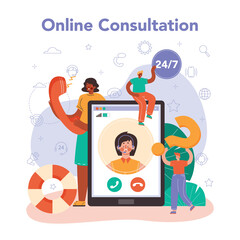 Call center or technical support online service or platform. Consultant
