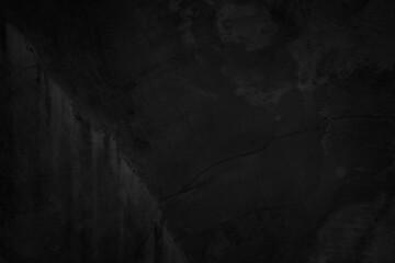 Close up retro vignette plain dark black cement (concrete) wall background texture rough old for show surface advertise or promote product and content on display and wallpaper.
