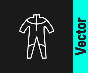 White line Wetsuit for scuba diving icon isolated on black background. Diving underwater equipment. Vector