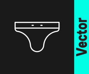 White line Swimming trunks icon isolated on black background. Vector