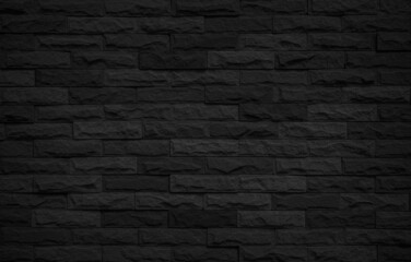 Abstract dark brick wall texture background pattern, Wall brick surface texture. Brickwork painted of black color interior