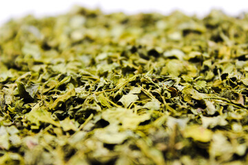 Kasuri Methi on white background with selective focus