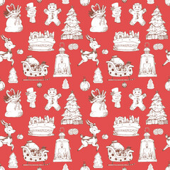 Christmas seamless pattern background. Vector illustration.