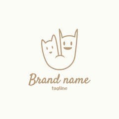 simple cat and dog logo .vector illustration for business logo or icon