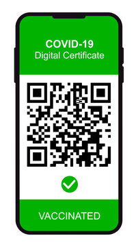 Vaccination certificate concept Green Pass by covid-19. Digital vaccine certificate on smartphone screen