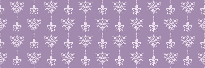 Cute background image in Indian style with floral decorative elements on purple backdrop for your design. Seamless background for wallpaper, textures.