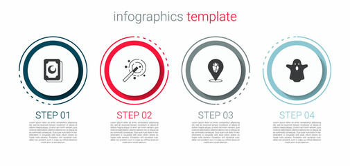 Set Tarot cards, Magic wand, stone and Ghost. Business infographic template. Vector