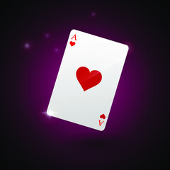 Illustration of playing card ace of hearts, vector