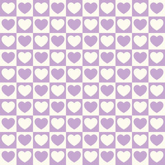 Tiny hearts chess grid seamless pattern. Cute little repeating hearts vector illustration. Love and relationship, valentine day. Print for fabric, paper, packaging, stationery.