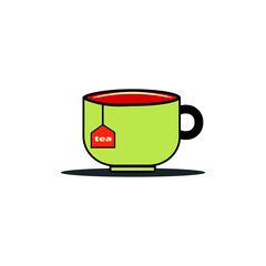 Mug With tea and in a flat art style.vector clipart.