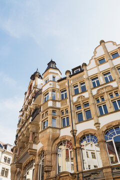 Germany, Saxony, Leipzig, Windows of baroque Lipsia-Haus building