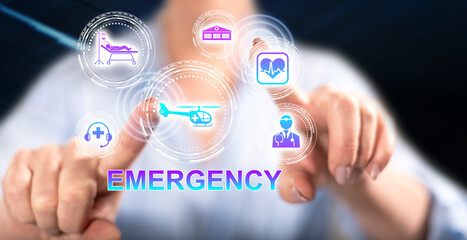 Woman touching an emergency concept