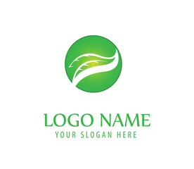 leaf in a circle logo, natural logo health logo creative logo