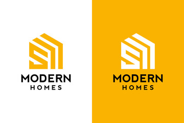 Logo design of S in vector for construction, home, real estate, building, property. Minimal awesome trendy professional logo design template on double background.