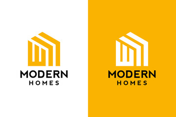 Logo design of W in vector for construction, home, real estate, building, property. Minimal awesome trendy professional logo design template on double background.