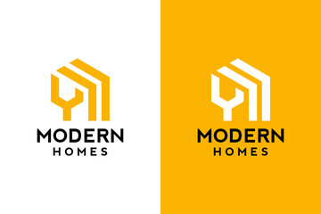 Logo design of Y in vector for construction, home, real estate, building, property. Minimal awesome trendy professional logo design template on double background.