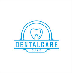 dental clinic tooth logo line art vintage vector illustration template icon graphic design