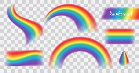 Realistic spectrum rainbow on transparent background.