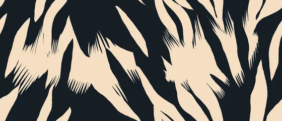 Fotobehang Beige Hand getekende hedendaagse abstracte tijger gestreepte print. Moderne modieuze sjabloon voor design.