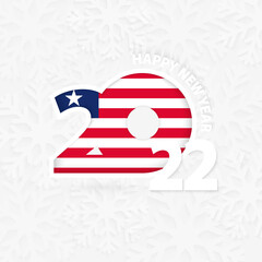 Happy New Year 2022 for Liberia on snowflake background.