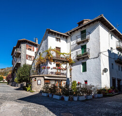 Fototapeta na wymiar Beautiful village Hecho in the pyrenees mountains Huesca Spain Europe