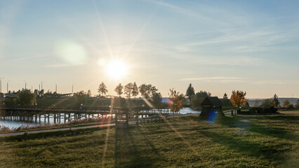 Panoramic view of open air museum of old military equipment. Military vehicle for public viewing.
