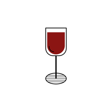 A glass of wine on a transparent background. Vector illustration element. Web flat icon.