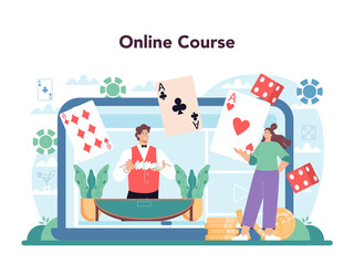 Croupier online service or platform. Person in uniform behind