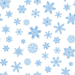 christmas seamless pattern, blue crystal snowflake for textile, wallpaper and wrapping paper
