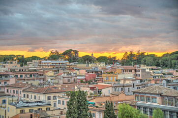 Fototapeta na wymiar Rome cityscape at sunset, HDR Image