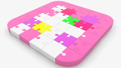 Colorful puzzle on background in white color